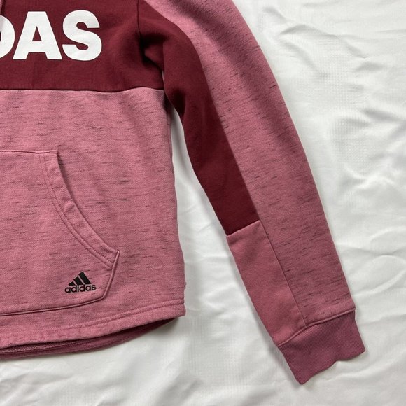 Adidas Sweater Women Small Pink Maroon White Hoodie Sweatshirt Ladies Small - Picture 3 of 7